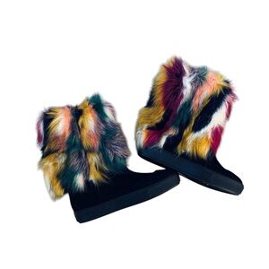 Women’s Penny Loves Kenny Faux fur boots multi colored size 8